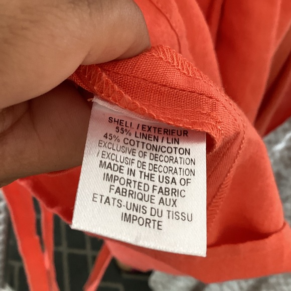 Milly Cabana Sz M orange dress with navy appliqué side button up back tie - Picture 5 of 5